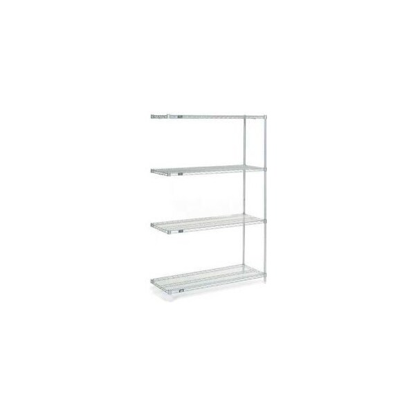 Global Equipment Nexelate Silver Epoxy Wire Shelving Add-On 48"W x 21"D x 63"H A21486EP - main